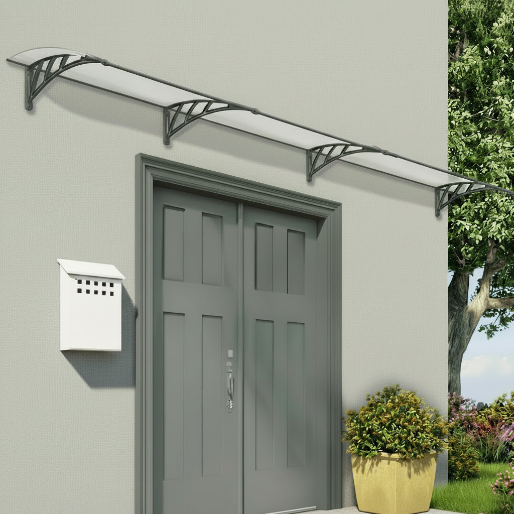 Palram - Canopia Large Grey Twinwall Doorway Canopy | Sheds.co.uk