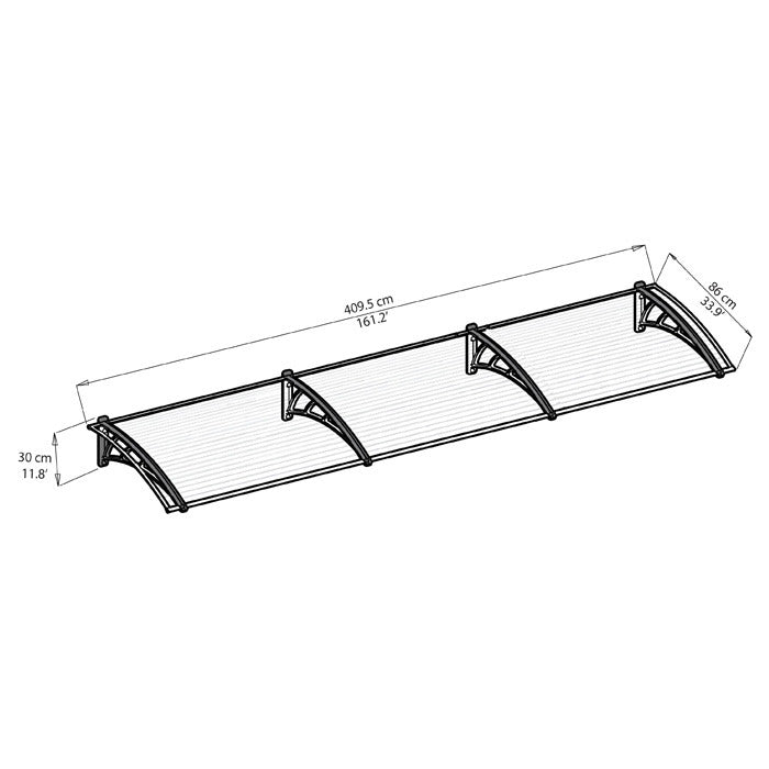 Palram - Canopia Large Grey Twinwall Doorway Canopy | Sheds.co.uk
