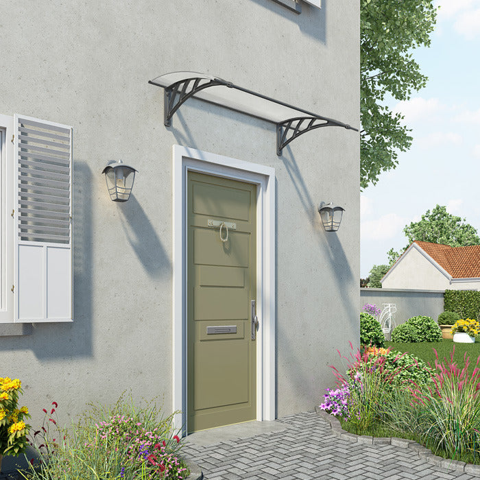 Palram - Canopia Small Grey Twinwall Doorway Canopy | Sheds.co.uk