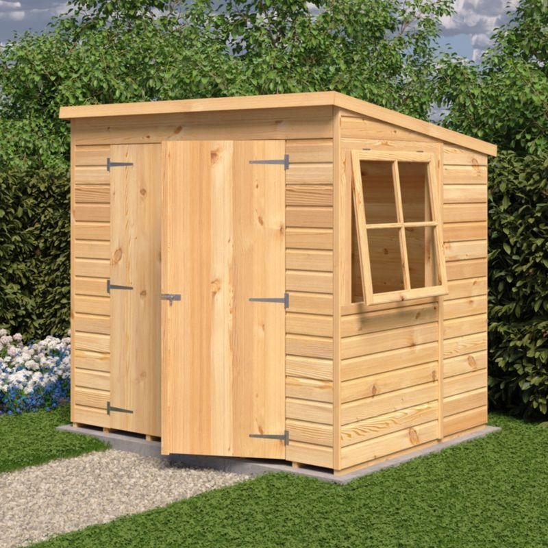 Loxley 7' x 5' Double Door Shiplap Pent Shed | Sheds.co.uk