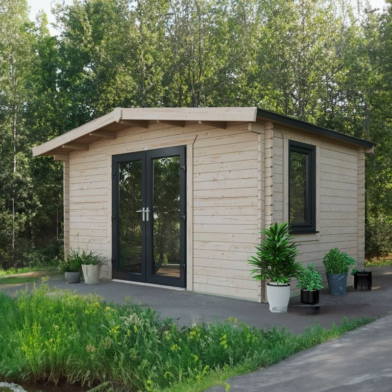 Powersheds 10' x 14' Chalet Log Cabin Home Office - 44mm | Sheds.co.uk