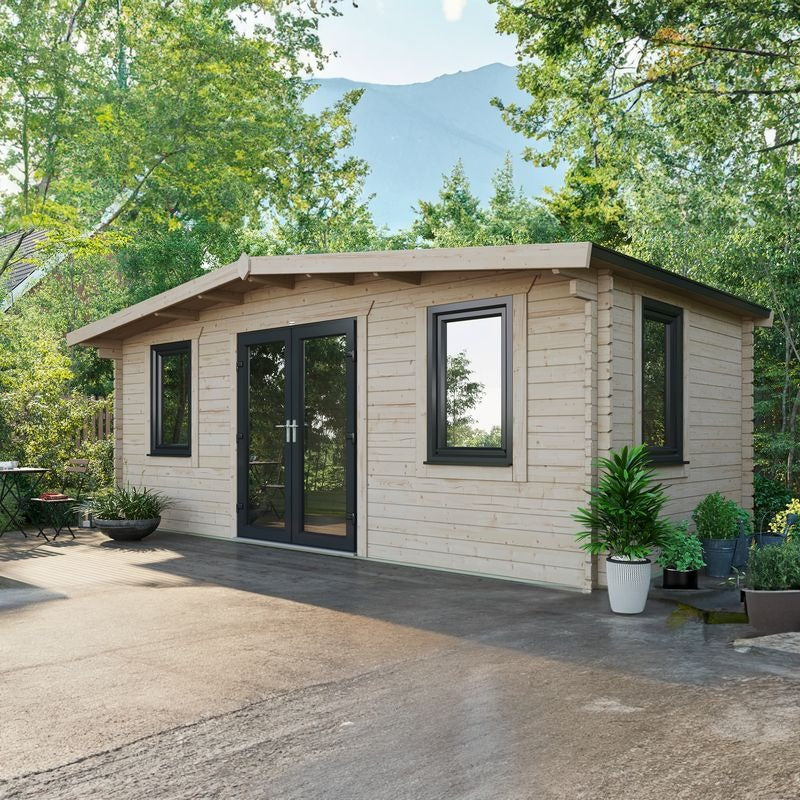 Powersheds 10' x 20' Chalet Log Cabin Home Office - 44mm | Sheds.co.uk