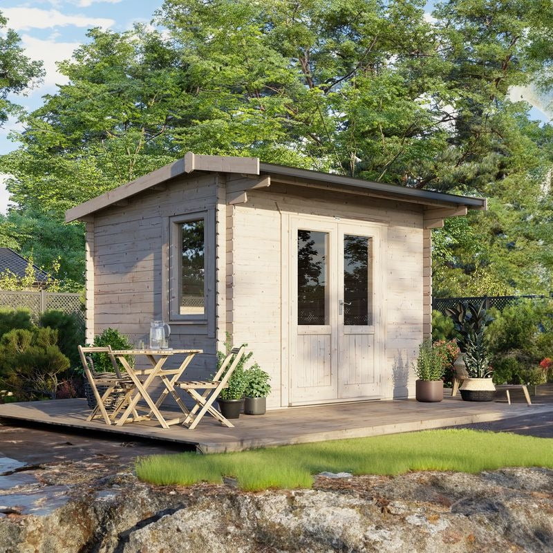Powersheds 12' x 10' Apex Log Cabin Home Office - 28mm | Sheds.co.uk