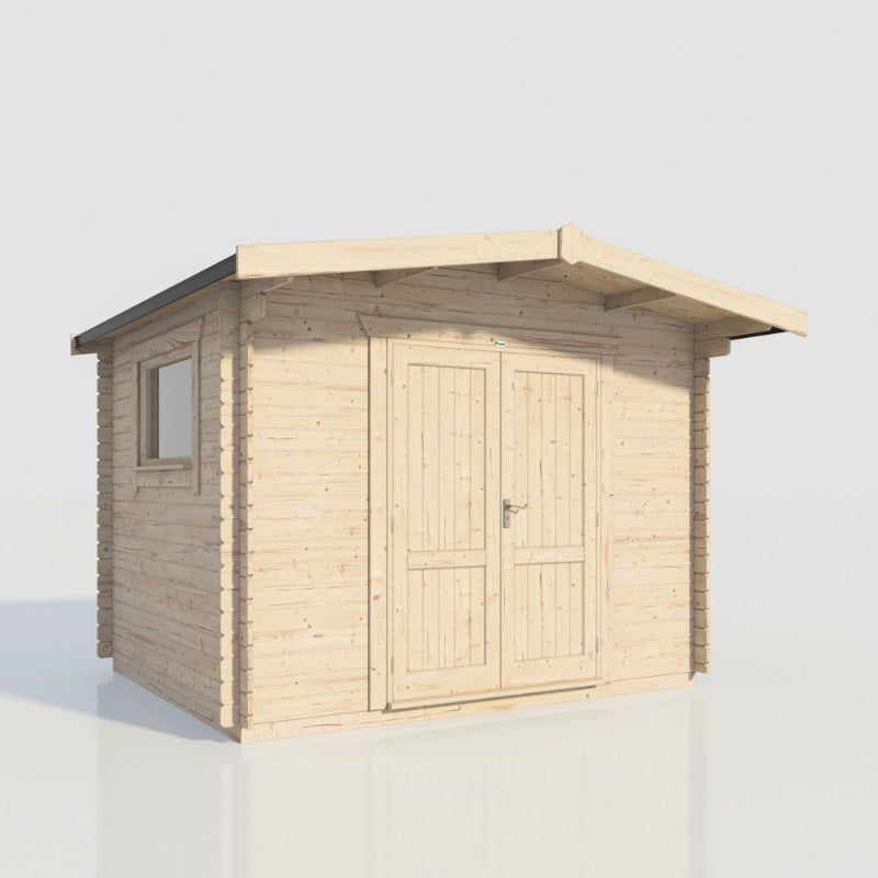 Powersheds 12' x 10' Chalet Workshop Log Cabin - 28mm - Centre Door | Sheds.co.uk