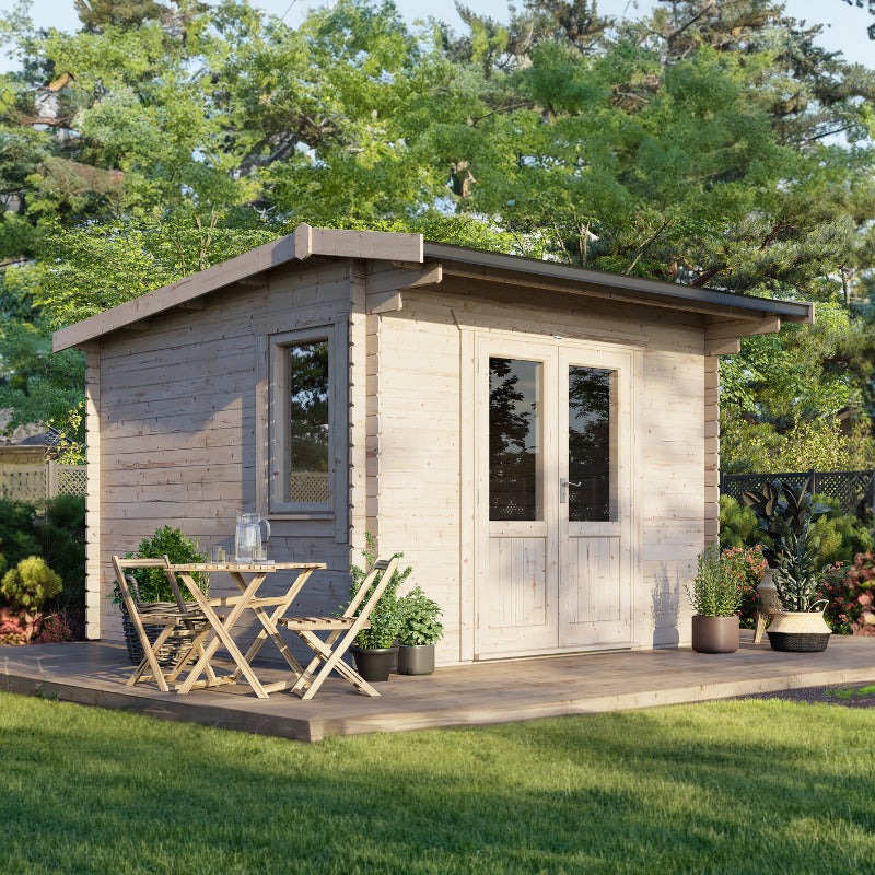Powersheds 12' x 12' Apex Log Cabin Home Office - 28mm | Sheds.co.uk