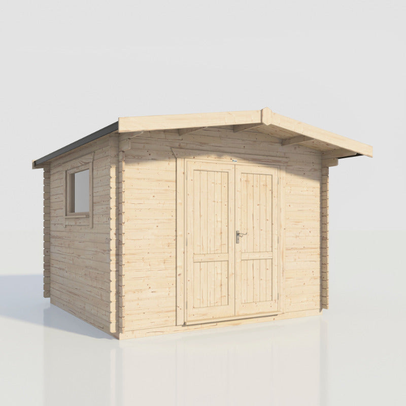 Powersheds 12' x 12' Chalet Workshop Log Cabin - 28mm - Centre Door | Sheds.co.uk