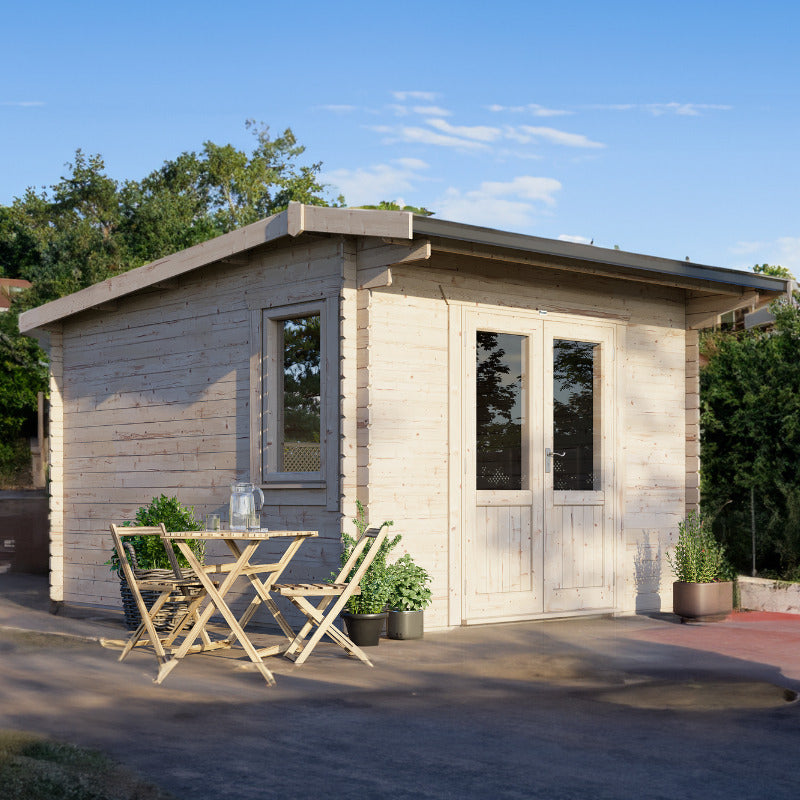 Powersheds 12' x 14' Apex Log Cabin Home Office - 28mm | Sheds.co.uk