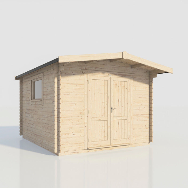 Powersheds 12' x 14' Chalet Workshop Log Cabin - 28mm - Centre Door | Sheds.co.uk