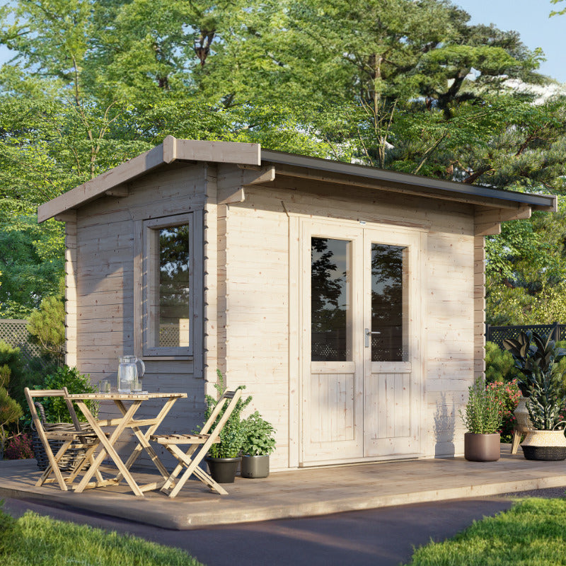 Powersheds 12' x 8' Apex Log Cabin Home Office - 28mm | Sheds.co.uk