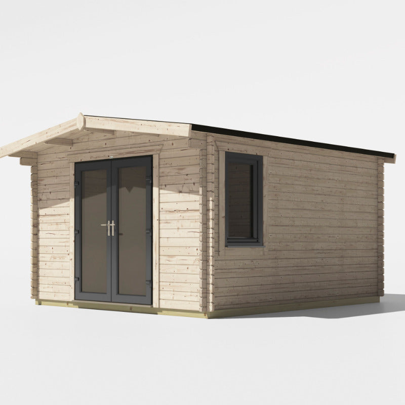 Powersheds 14' x 12' Chalet Log Cabin Home Office - 44mm | Sheds.co.uk
