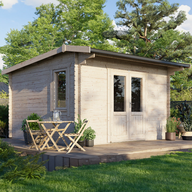 Powersheds 14' x 14' Apex Log Cabin Home Office - 28mm | Sheds.co.uk