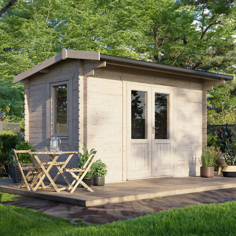 Powersheds 14' x 8' Apex Log Cabin Home Office - 28mm | Sheds.co.uk