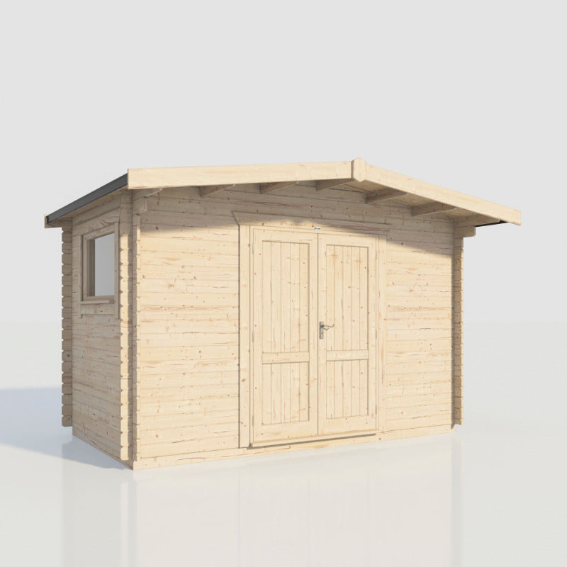 Powersheds 14' x 8' Chalet Workshop Log Cabin - 28mm - Centre Door | Sheds.co.uk
