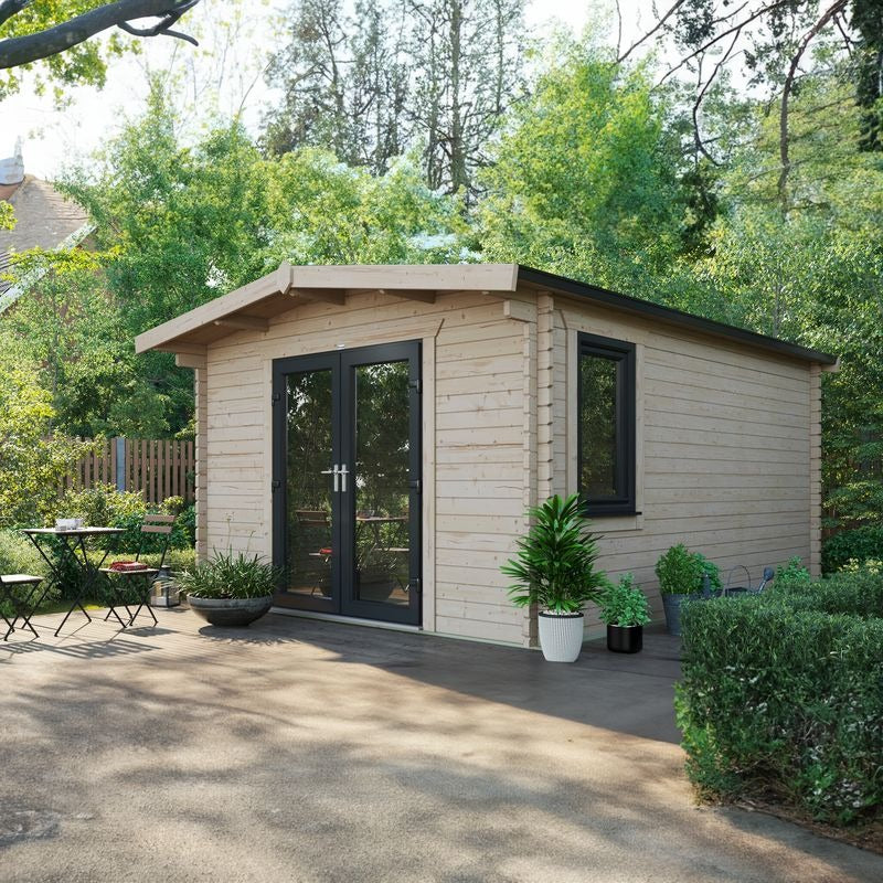 Powersheds 16' x 12' Chalet Log Cabin Home Office - 44mm | Sheds.co.uk