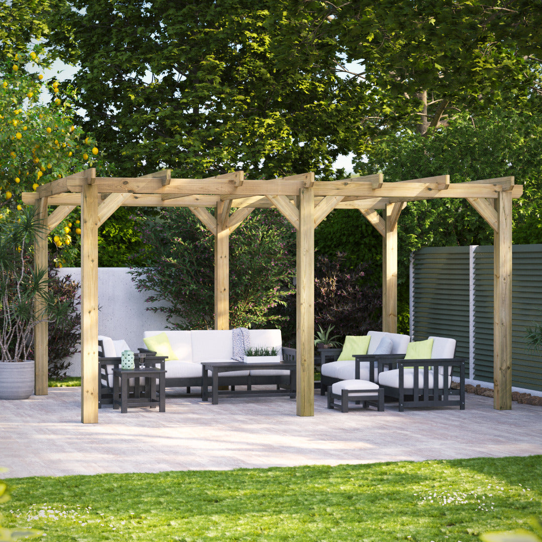 Powersheds 16' x 12' Pressure Treated Pergola | Sheds.co.uk