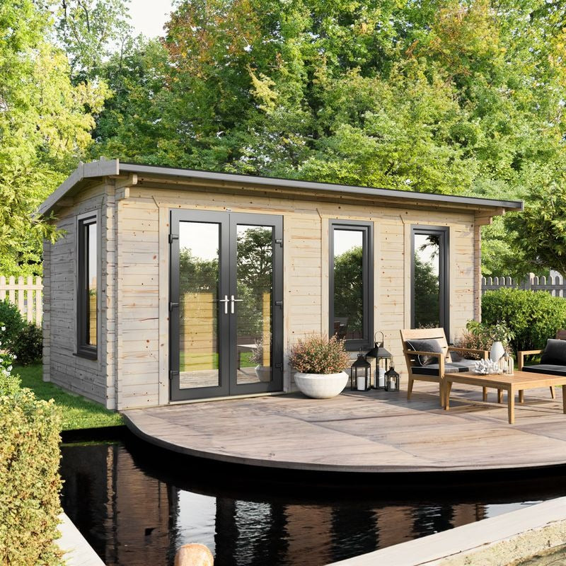 Powersheds 20' x 10' Apex Log Cabin Home Office - 44mm | Sheds.co.uk
