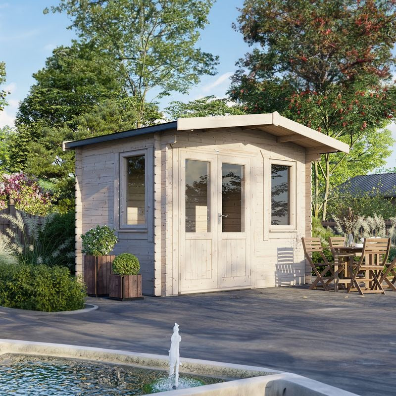 Powersheds 8' x 12' Chalet Log Cabin Home Office - 28mm | Sheds.co.uk