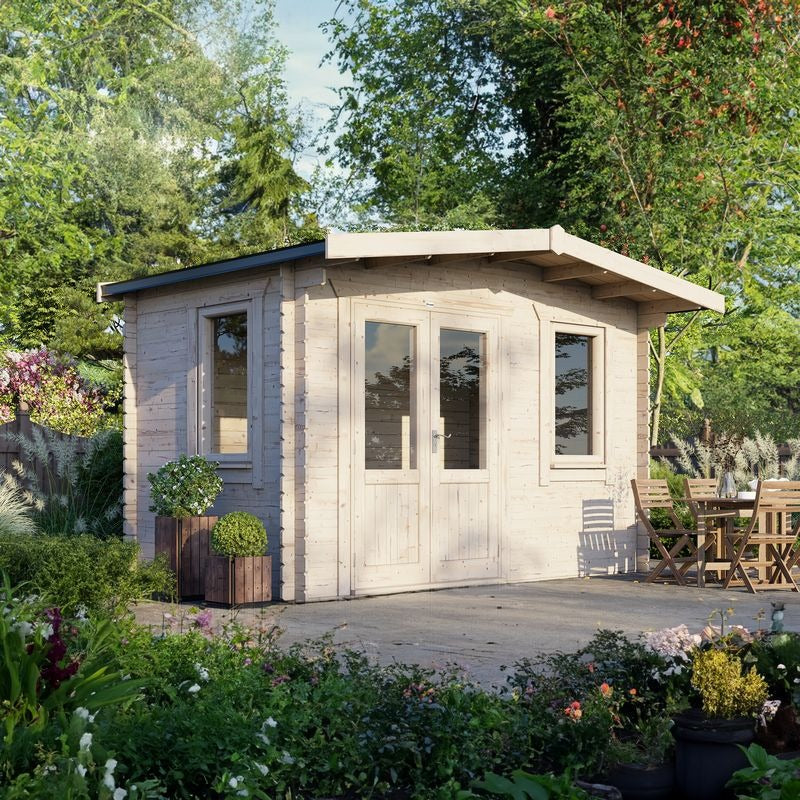 Powersheds 8' x 14' Chalet Log Cabin Home Office - 28mm | Sheds.co.uk