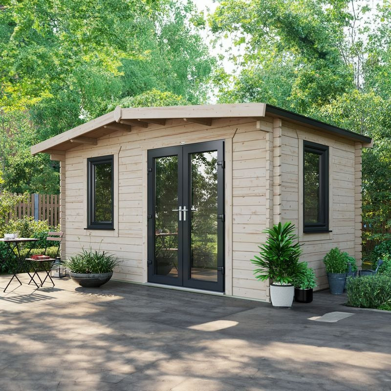 Powersheds 8' x 14' Chalet Log Cabin Home Office - 44mm | Sheds.co.uk