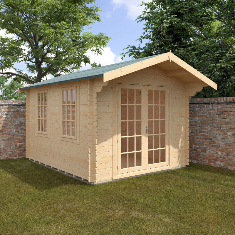 Redlands 12' x 10' Philadelphia Log Cabin - 28mm | Sheds.co.uk