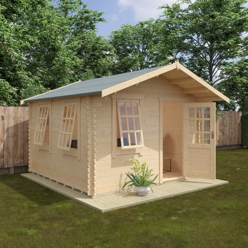 Redlands 3.6m x 3.6m Riviera Log Cabin - 44mm | Sheds.co.uk