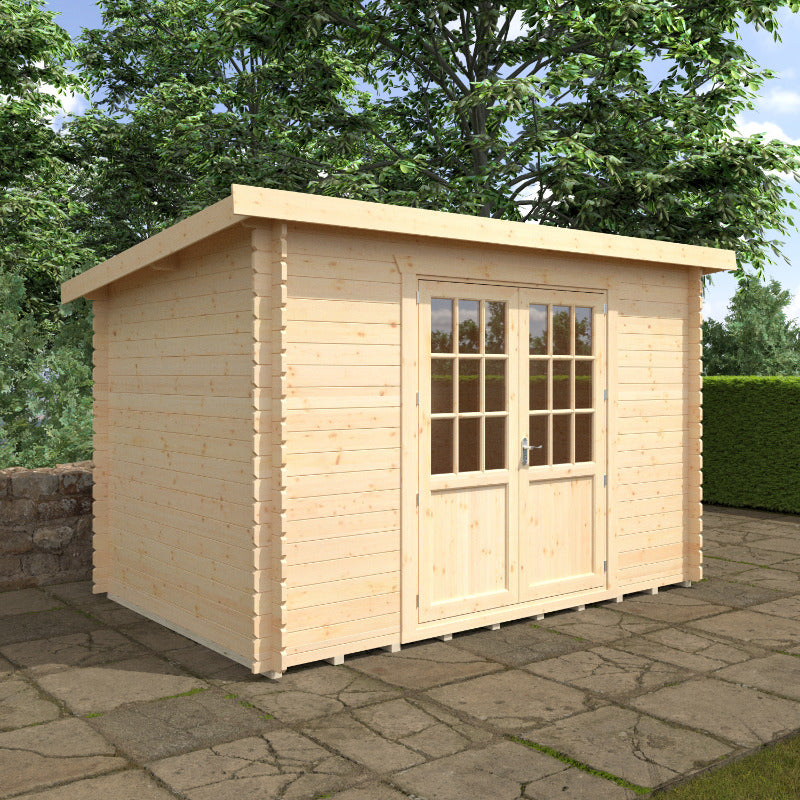 Redlands 12' x 8' Erin Log Cabin - 28mm | Sheds.co.uk