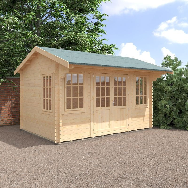 Redlands 14' x 10' Valhalla Log Cabin - 44mm | Sheds.co.uk