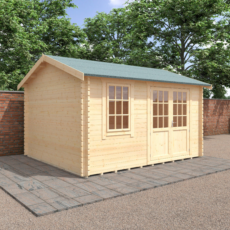 Redlands 14' x 12' Hazeltine Log Cabin - 44mm | Sheds.co.uk