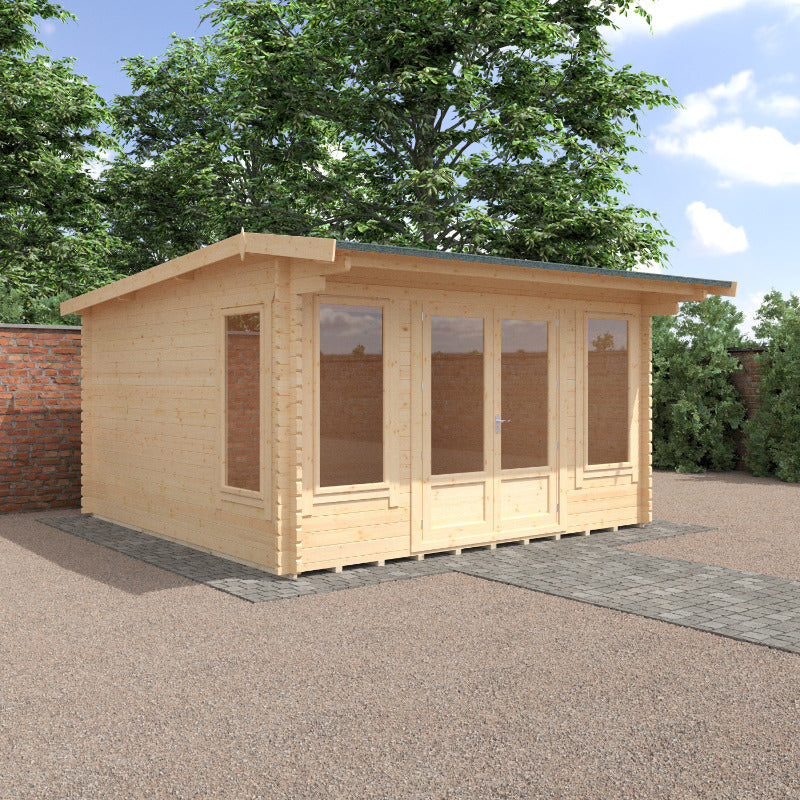 Redlands 14' x 14' Birkdale Log Cabin - 44mm | Sheds.co.uk