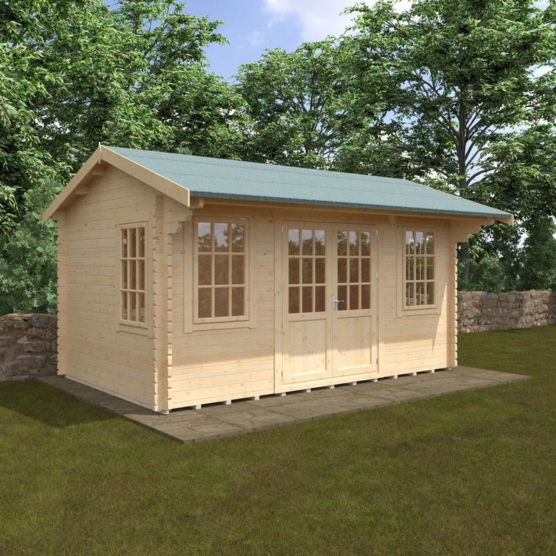 Redlands 16' x 10' Valhalla Log Cabin - 44mm | Sheds.co.uk