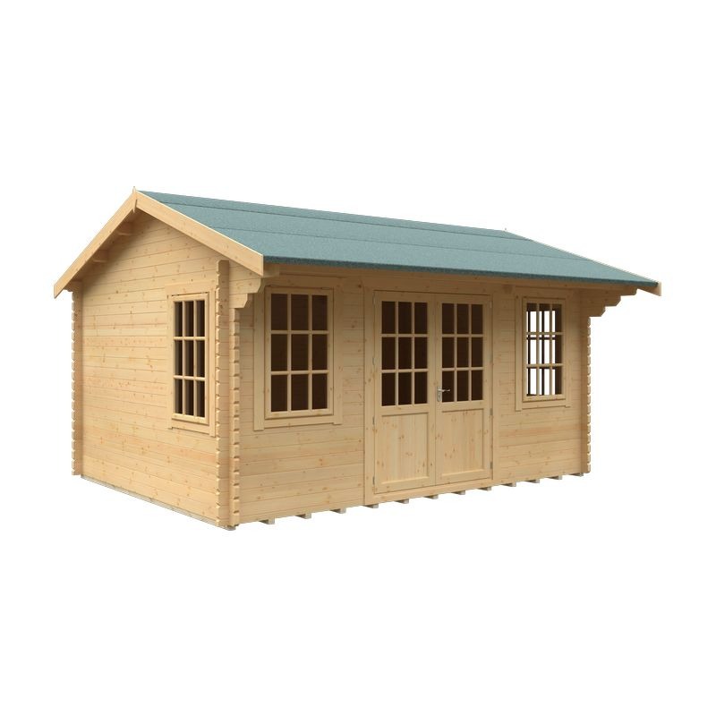 Redlands 16' x 12' Valhalla Log Cabin - 44mm | Sheds.co.uk