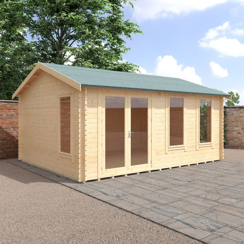 Redlands 18' x 14' Troon Log Cabin - 44mm | Sheds.co.uk