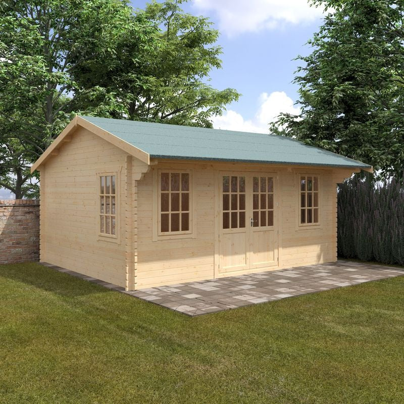 Redlands 18' x 14' Valhalla Log Cabin - 44mm | Sheds.co.uk