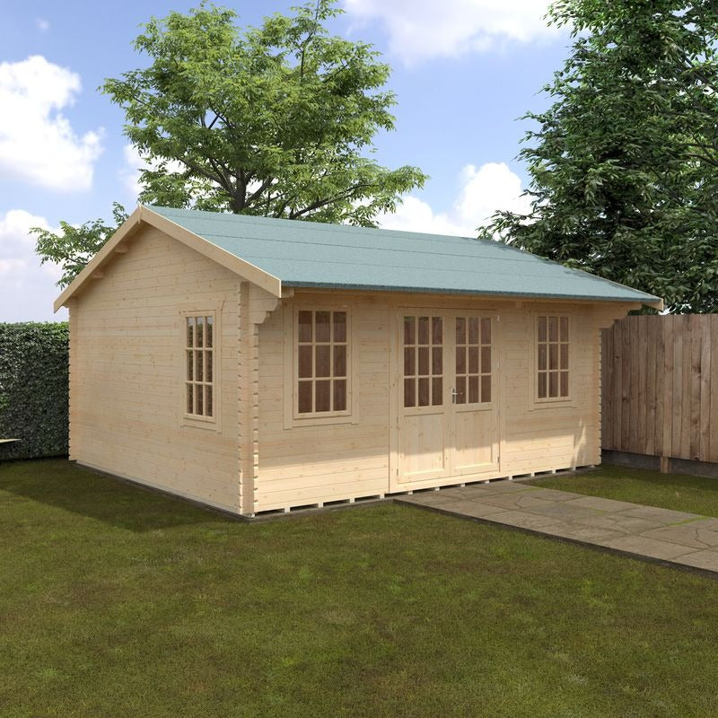 Redlands 18' x 16' Valhalla Log Cabin - 44mm | Sheds.co.uk