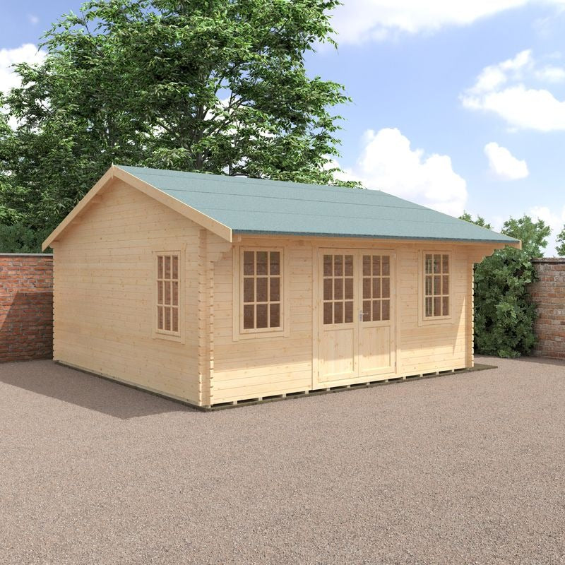 Redlands 18' x 18' Valhalla Log Cabin - 44mm | Sheds.co.uk