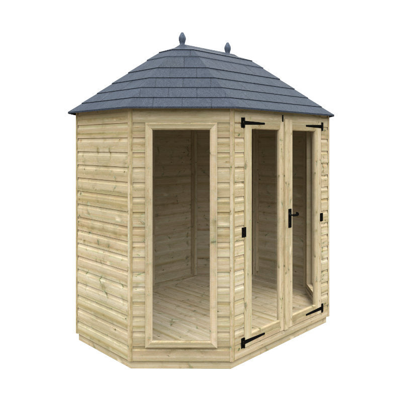 Redlands 8' x 6' Pressure Treated Octagonal Full Pane Summer House | Sheds.co.uk