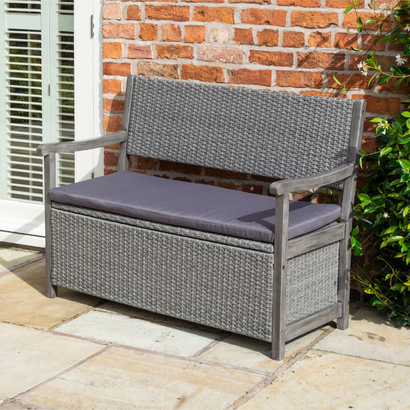 Rowlinson Alderley Rattan Storage Bench | Sheds.co.uk