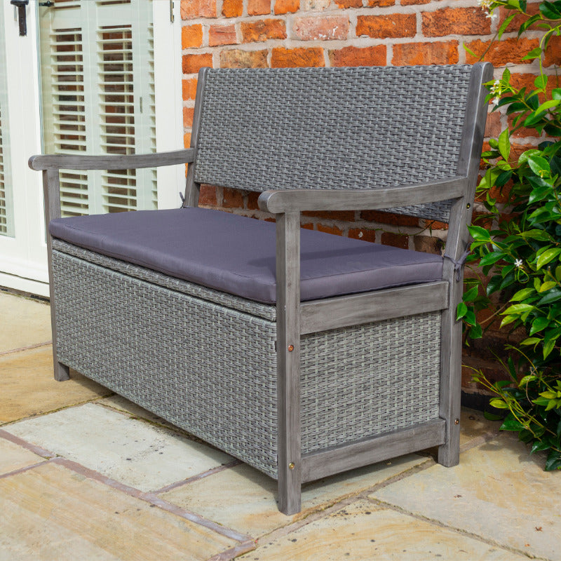 Rowlinson Alderley Rattan Storage Bench | Sheds.co.uk