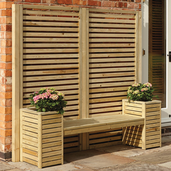 Rowlinson Slatted Planter Bench Set | Sheds.co.uk