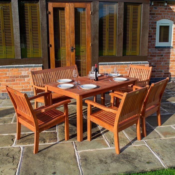 Rowlinson Willington 6 Seater Wooden Rectangular Table Dining Set | Sheds.co.uk