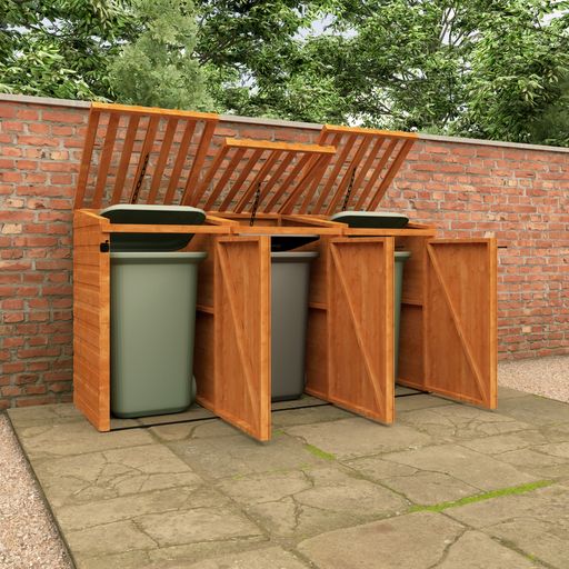 Redlands Shiplap Triple Bin Store | Sheds.co.uk