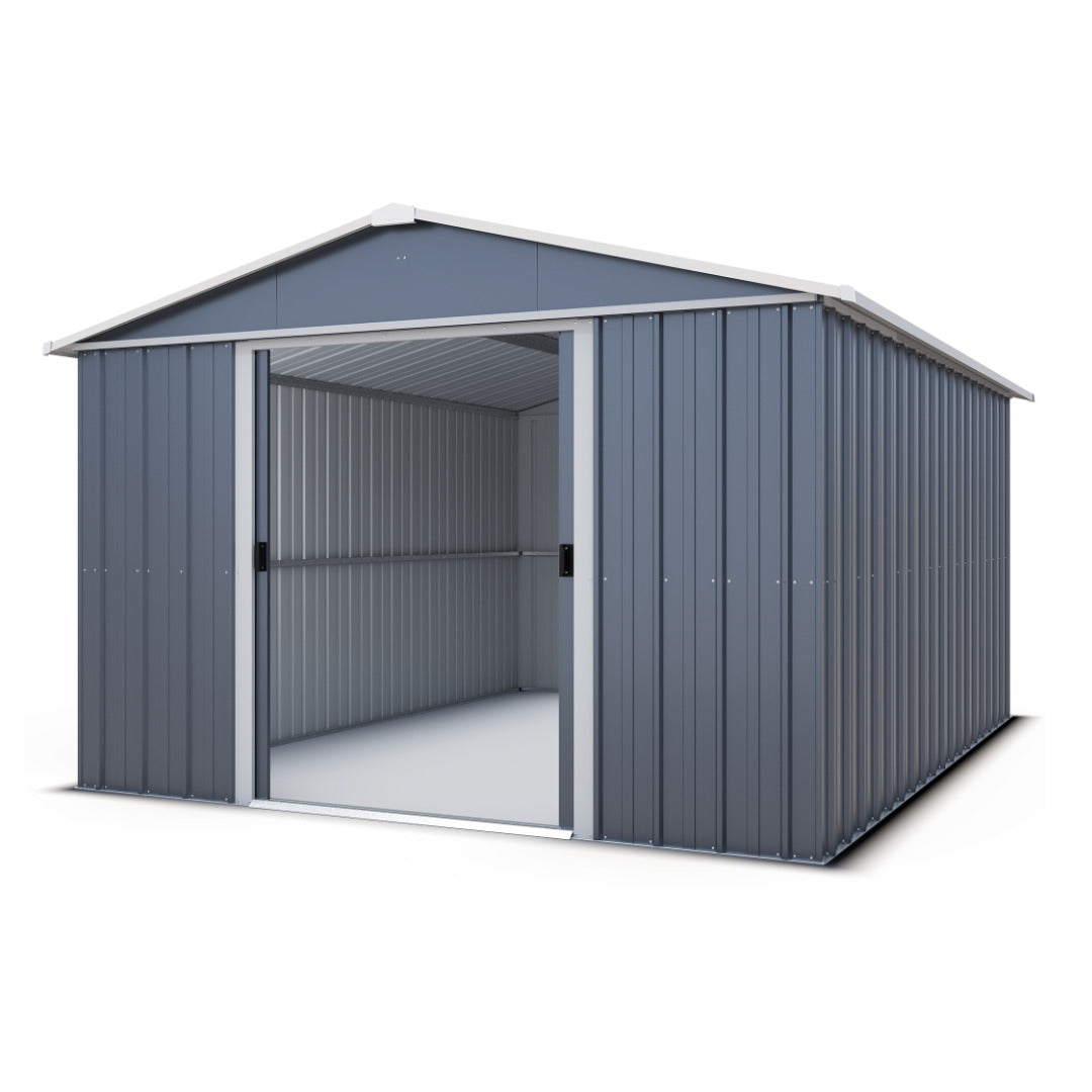 Yardmaster 10' x 13' Windowless Double Sliding Door Castleton Apex Metal Shed | Sheds.co.uk