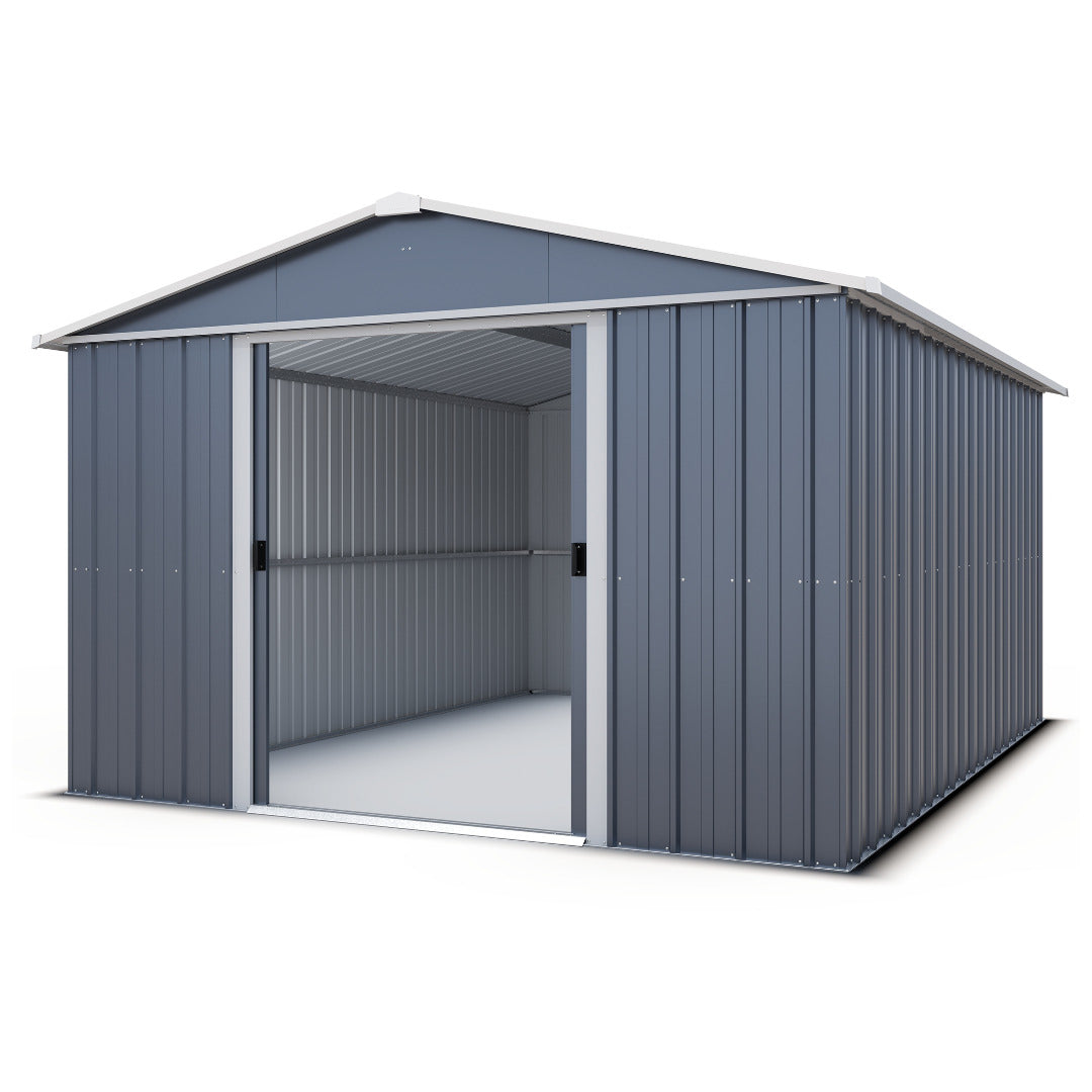Yardmaster 10' x 8' Windowless Double Sliding Door Castleton Apex Metal Shed | Sheds.co.uk