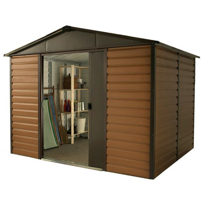 YardMaster 10' x 12' Woodgrain Shiplap Metal Garden Shed | Sheds.co.uk