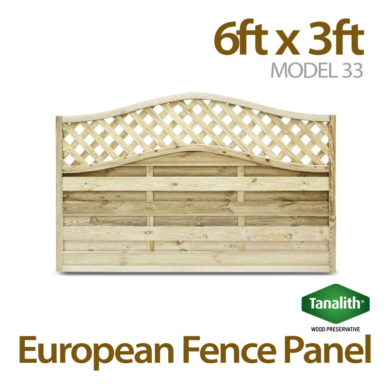 Holt Trade 6’ x 3’ Tanalised Euro Decorative Fence Panel