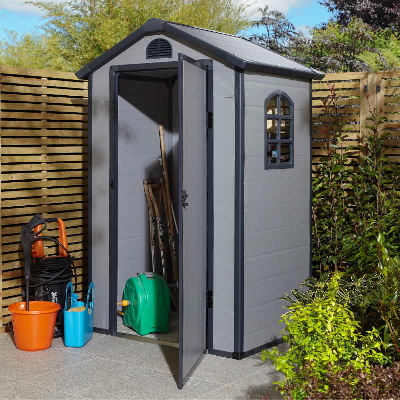 Rowlinson Airevale 4’ x 3’ Plastic Apex Shed - Light Grey