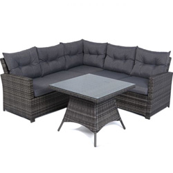 Mayfair 5 Seater Rattan Lounge Corner Sofa Set - Grey