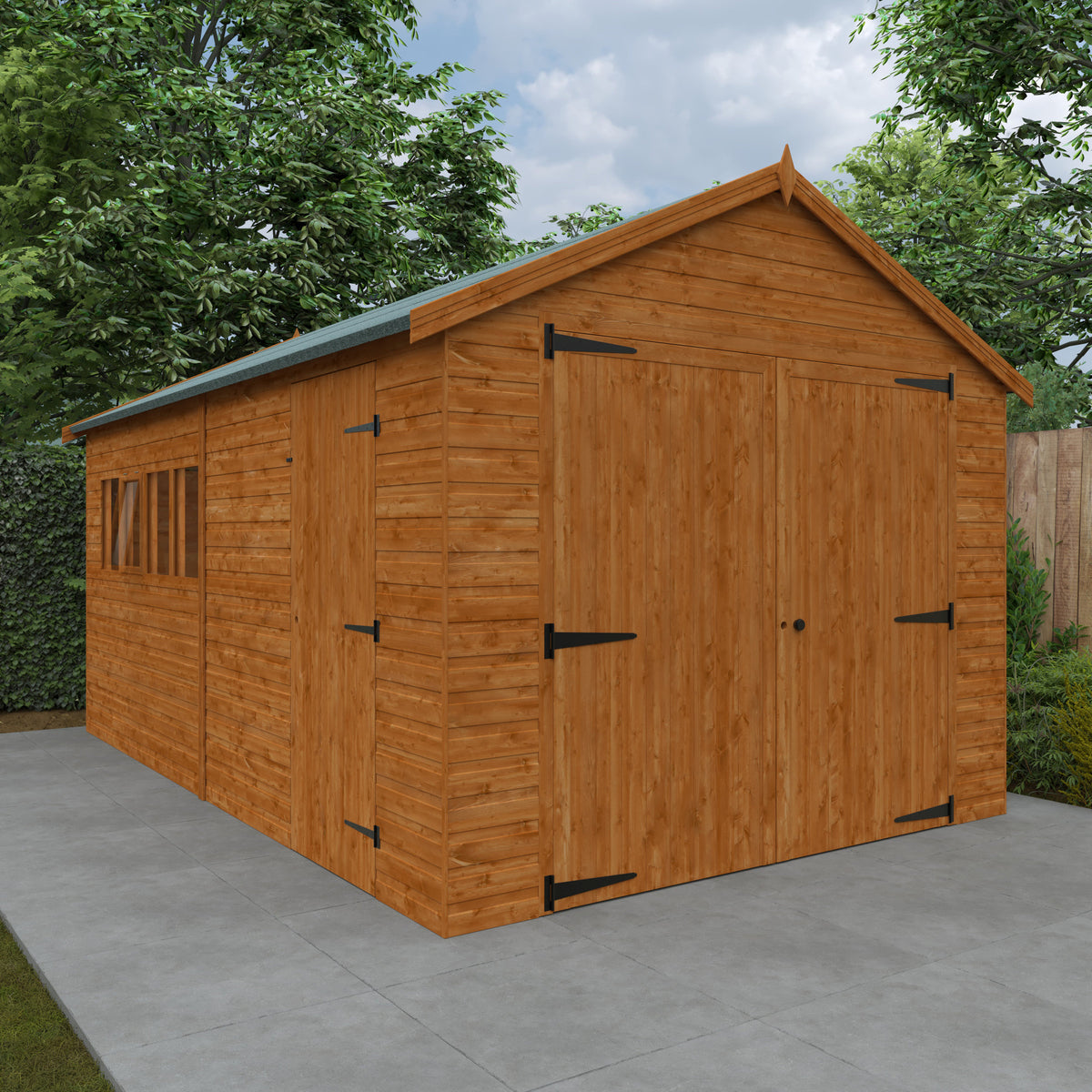 Redlands 10' x 16' Shiplap Apex Wooden Garage | Sheds.co.uk