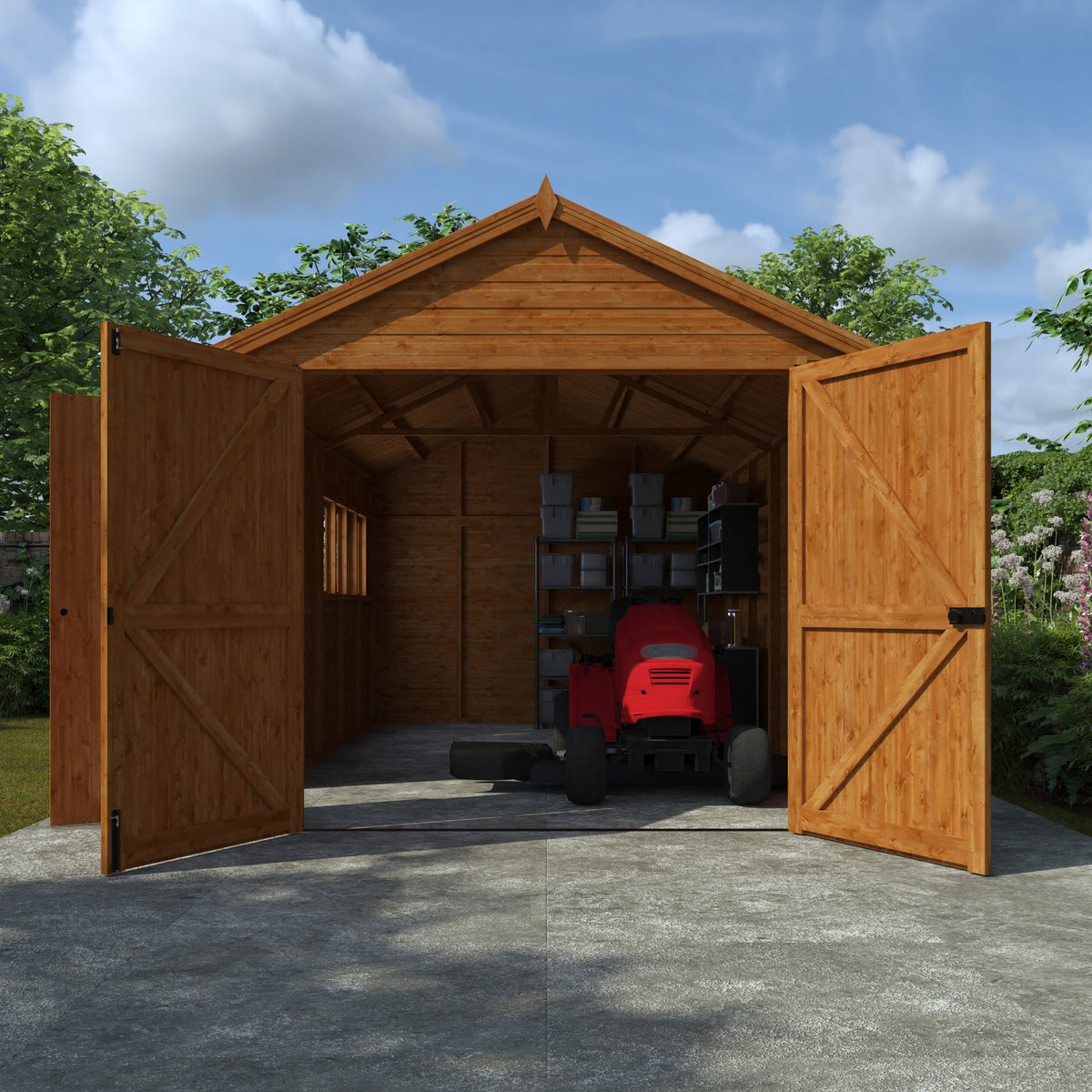Redlands 10' x 16' Shiplap Apex Wooden Garage | Sheds.co.uk