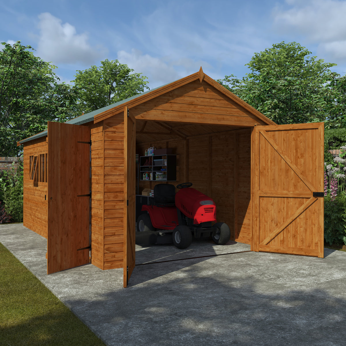 Redlands 10' x 16' Shiplap Apex Wooden Garage | Sheds.co.uk